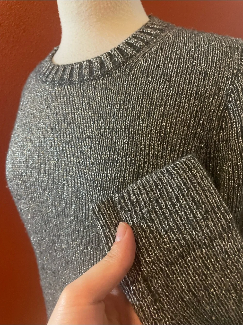J Crew Women’s Metallic Lambswool Blend Lightweight Crewneck‎ Shimmer Sweater